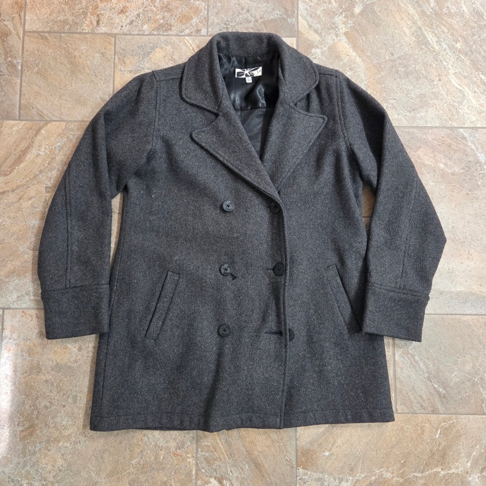 Rusty Gray Wool Blend Peacoat Double Breasted Jacket Women's‎ Large Coat